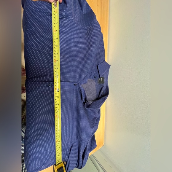 Strellson Houndstooth Cotton Button Up, Mens 17 EU 43, navy blue - Picture 10 of 11